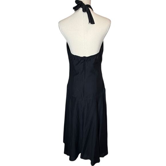 Philip Dicaprio Silk Blend Ruched Halter Drop Waist Black Midi Dress size 8 - Picture 3 of 6
